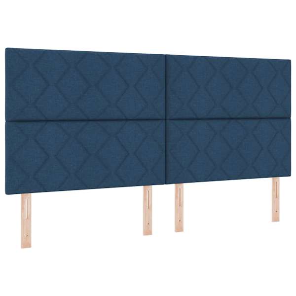 Panipaigaga voodiraam peatsiga koos 2 madratsiga, sinine, 200 × 200 cm, kangas — mudel 3459593