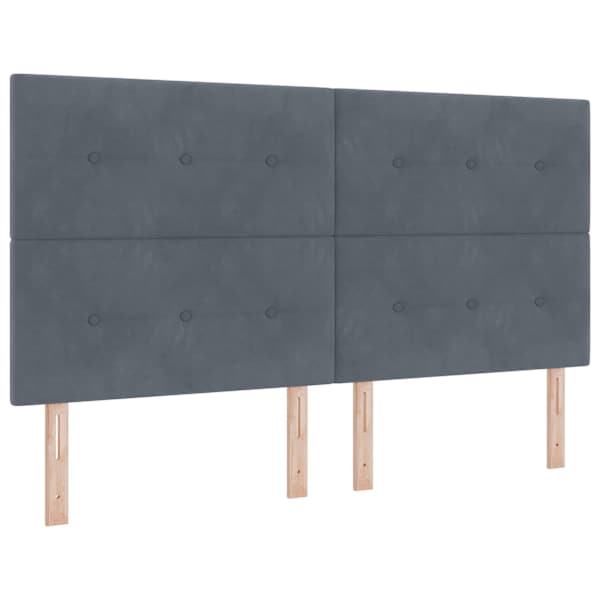 Panipaigaga voodiraam peatsiga koos 2 madratsiga, tumehall, 200 × 200 cm, samet — mudel 3459712