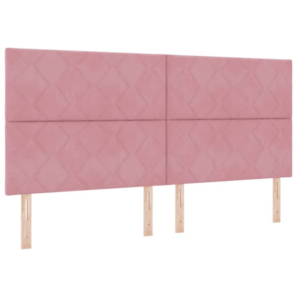 Panipaigaga voodiraam peatsiga koos 2 madratsiga, roosa, 200 × 200 cm, samet — mudel 3459776