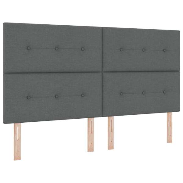 Panipaigaga voodiraam peatsiga koos 2 madratsiga, tumehall, 200 × 200 cm, kangas — mudel 3459796
