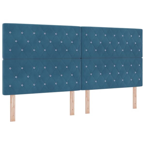 Panipaigaga voodiraam koos madratsiga, tumesinine, 200 × 200 cm, samet