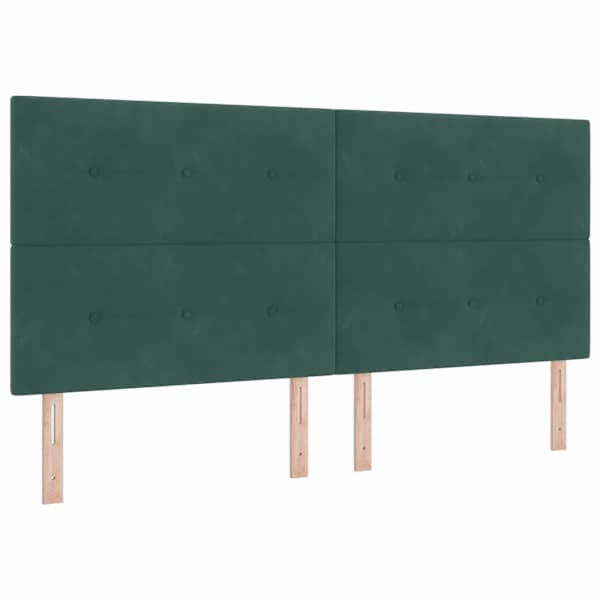 Panipaigaga voodiraam peatsiga koos 2 madratsiga, tumeroheline, 200 × 200 cm, samet — mudel 3459834
