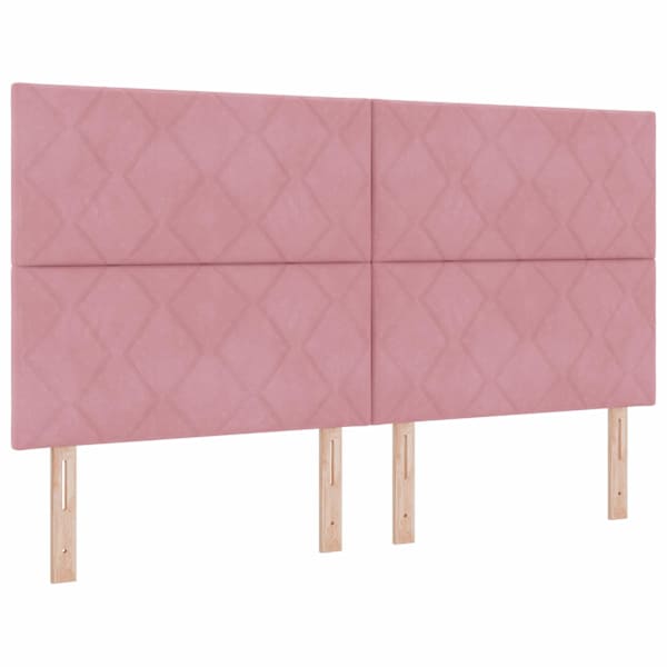 Panipaigaga voodiraam peatsiga koos 2 madratsiga, roosa, 180 × 200 cm, samet