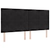 LED-valgustusega voodiraam peatsiga koos 2 madratsiga, must, 200 × 200 cm, samet — mudel 3460286