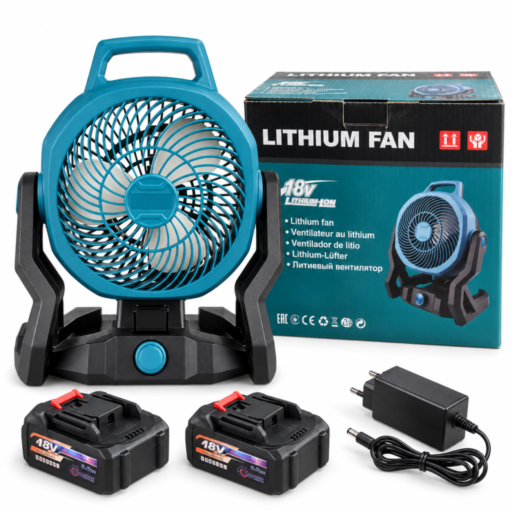 CBF06 Cordless Portable Fan – Adjustable Tilt | 2 Batteries & Charger