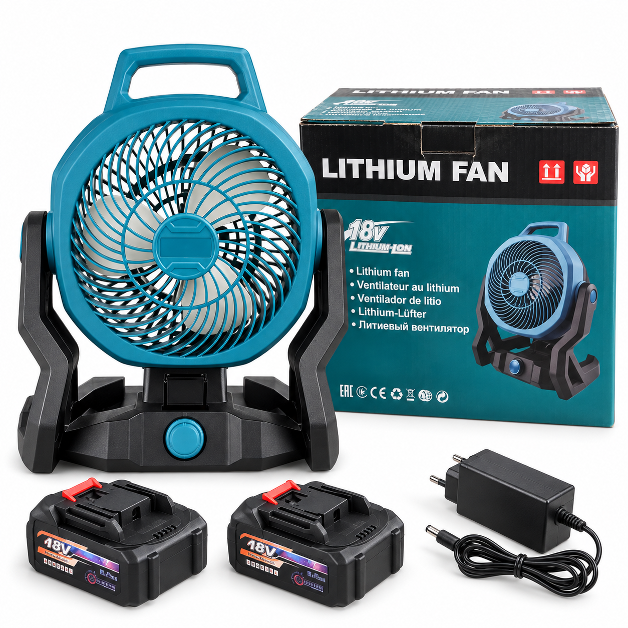 CBF06 Cordless Portable Fan – Adjustable Tilt | 2 Batteries & Charger