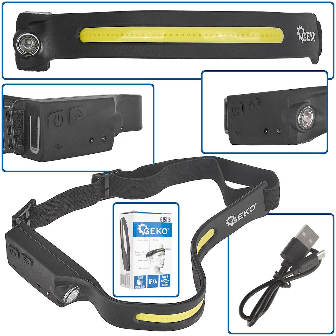 Pealamp liikumisanduriga, LED COB 3W + 1W XPE, 1200mAh, 350lm, IPX4