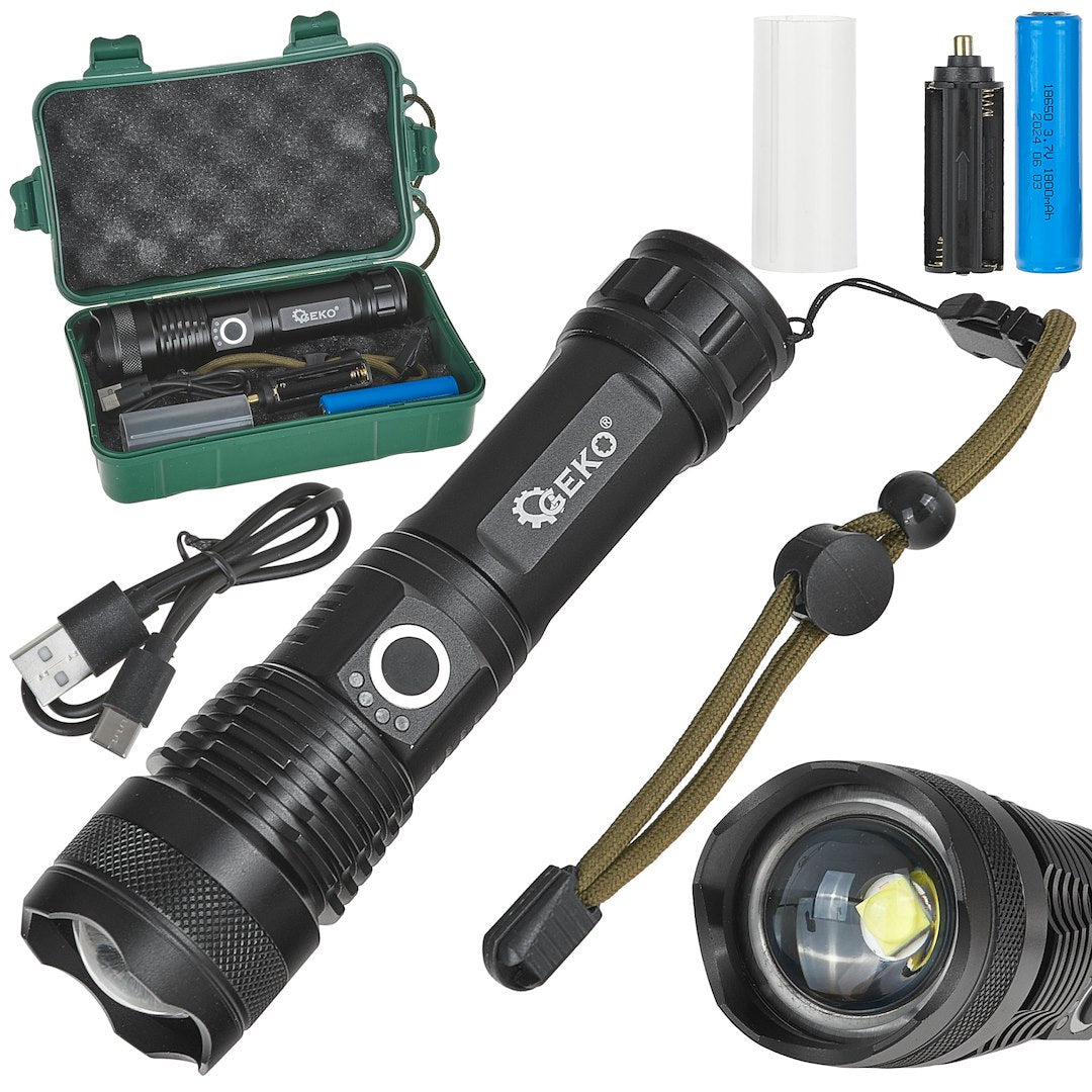 Taktikaline taskulamp LED XHP50 15W 1800mAh 1500lm IPX3