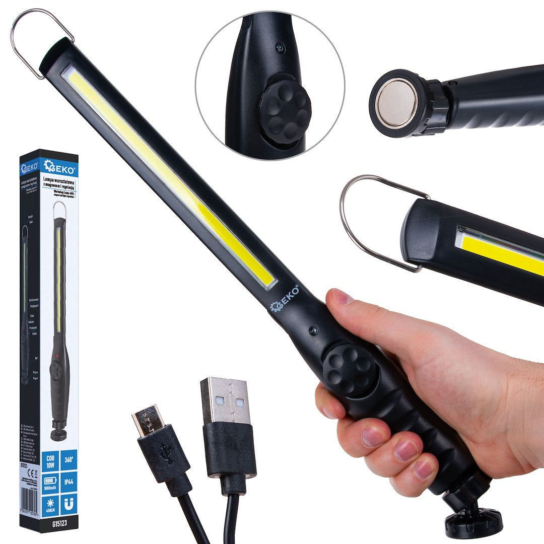 Töökojalamp magnetiga ja reguleeritava heledusega LED COB 10W 1800mAh 450lm IP44