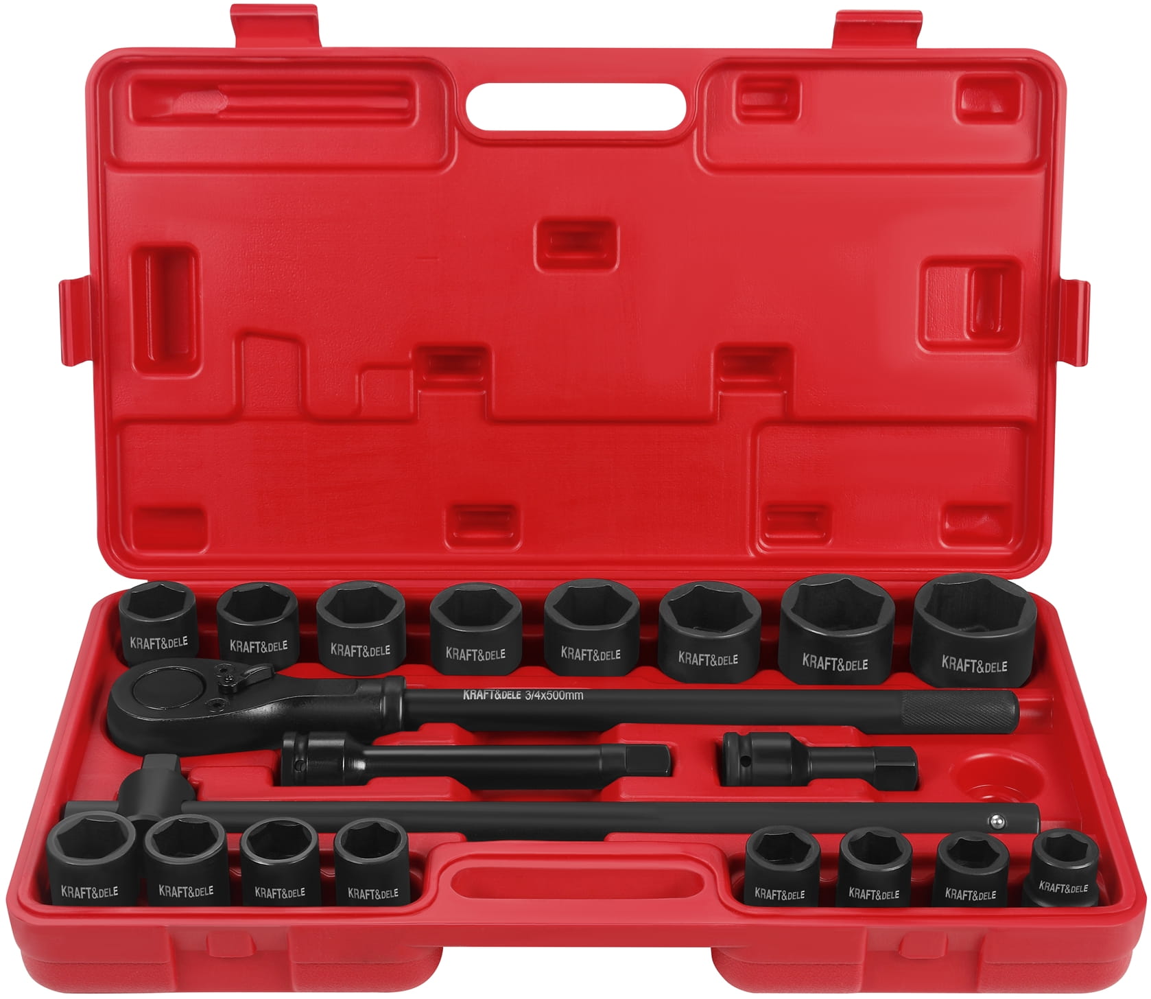 KRAFT&DELE 3/4″ löökpadrunite komplekt põrkvõtme ja pikendustega, 21-osaline KD11868