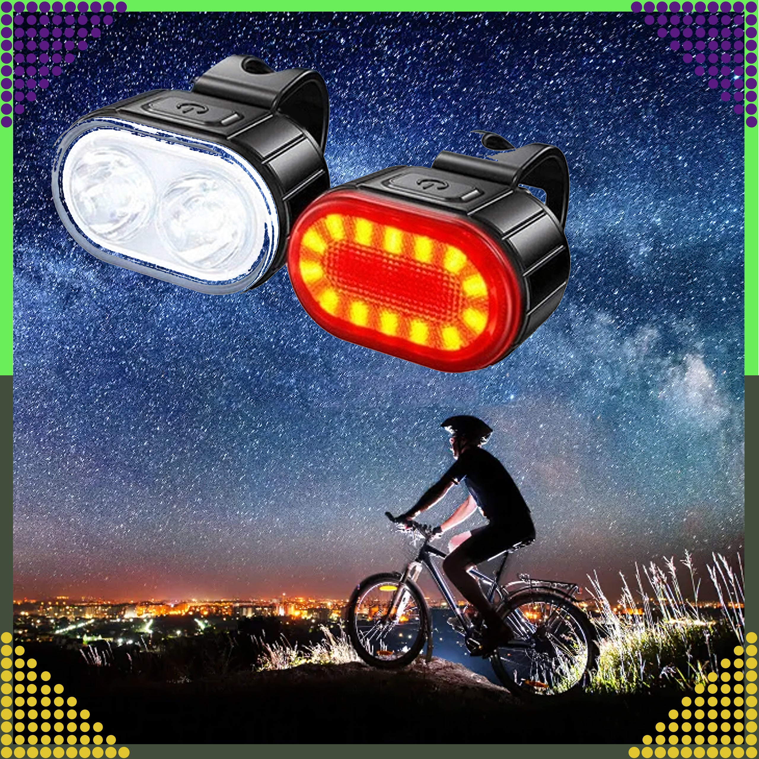 USB-laetav LED-jalgratta esi- ja tagatulede komplekt, 2 tk RC-K-1450