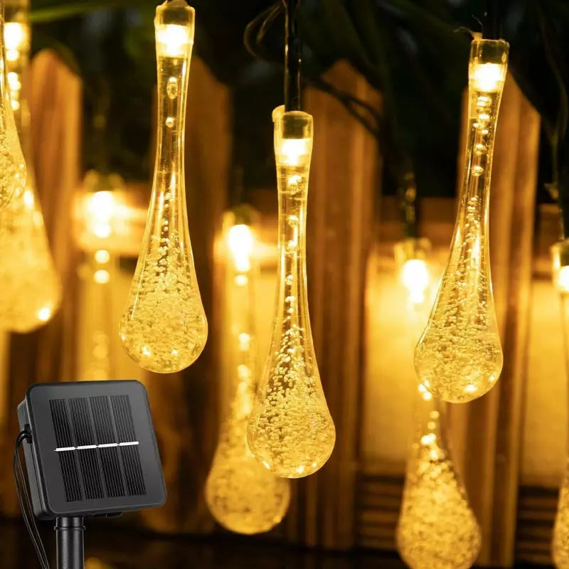 Päikeseenergial töötav õue jõulujääpurikavalguskett 50 LED-i 7,5 m RC-K-2753