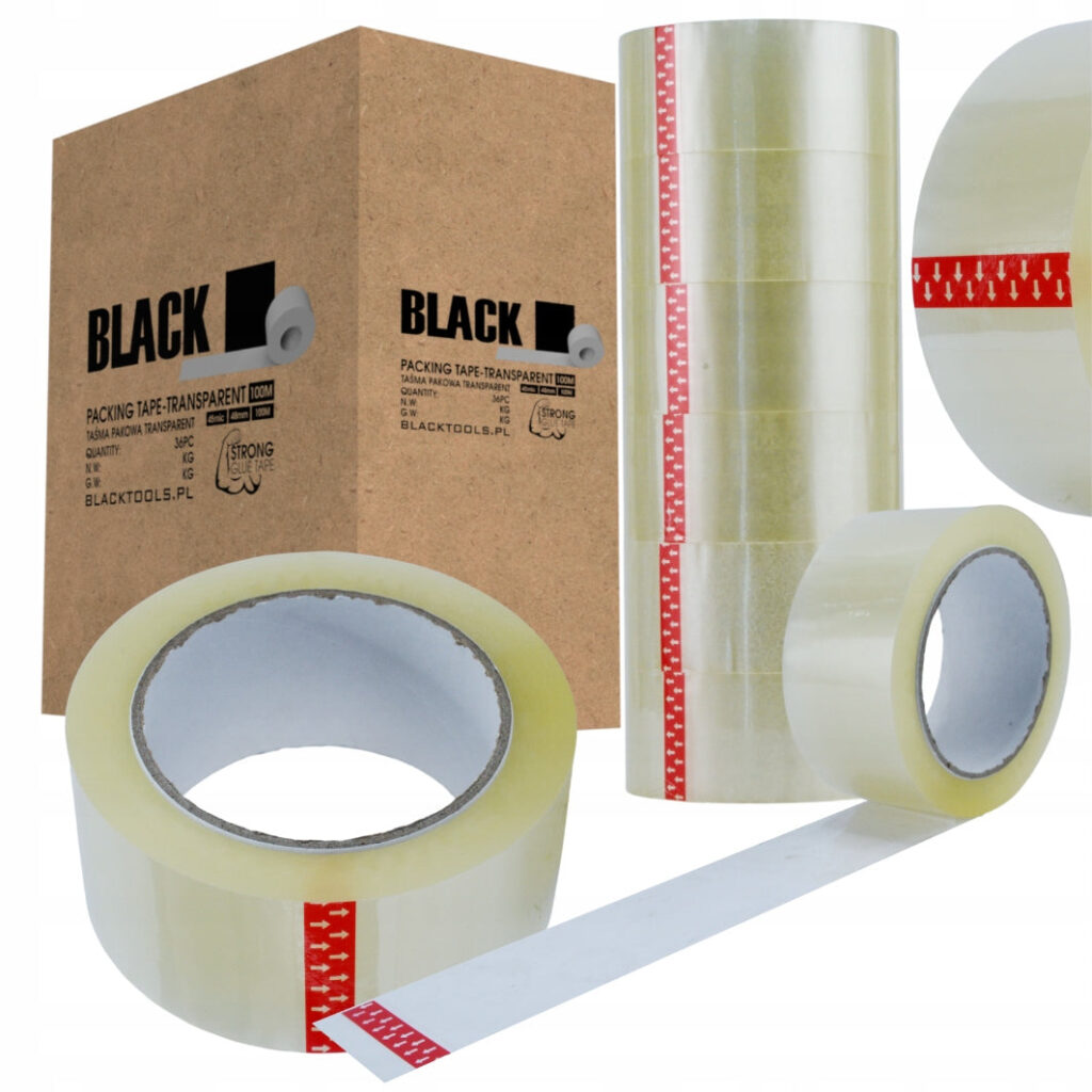 BLACK läbipaistev pakketeip 48 mm × 100 m TASMAT