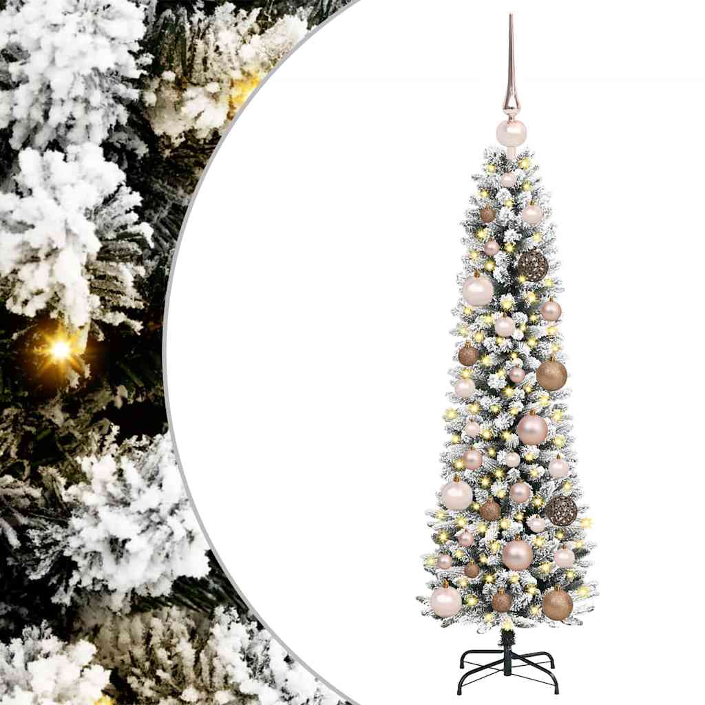 Kunstlik õhuke jõulukuusk 120 cm 150 LED-i Soe valge PE ja PVC