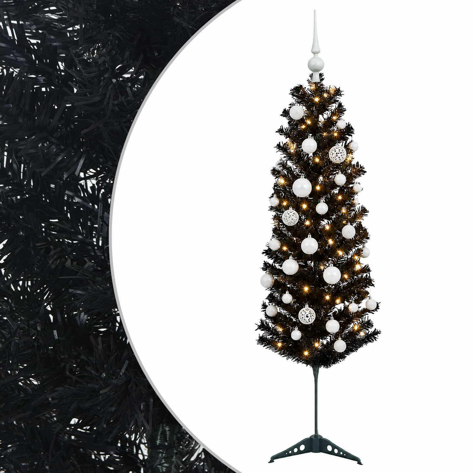 Kitsas kunstkuusk koos jõulukuulidega 120 cm 150 LED-i