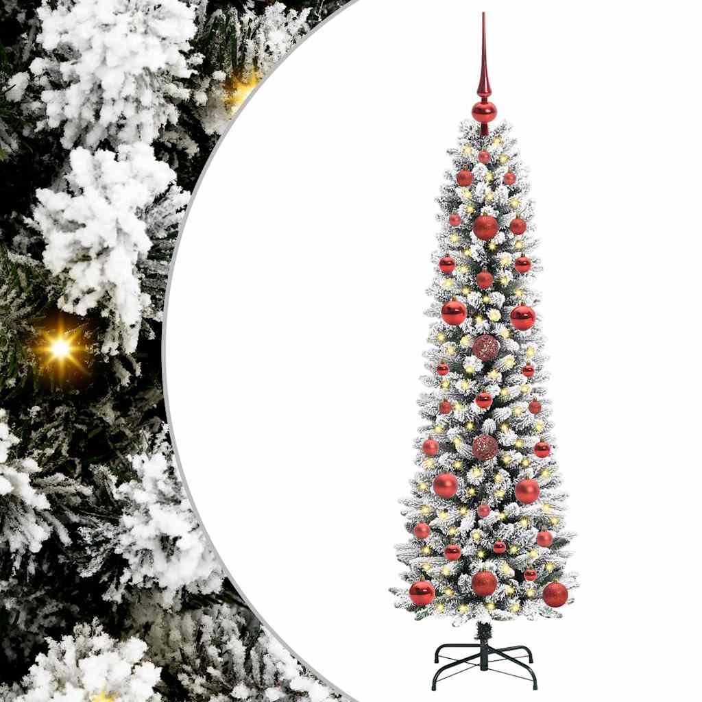 Kunstlik õhuke jõulukuusk 120 cm 150 LED-i Soe valge PE ja PVC