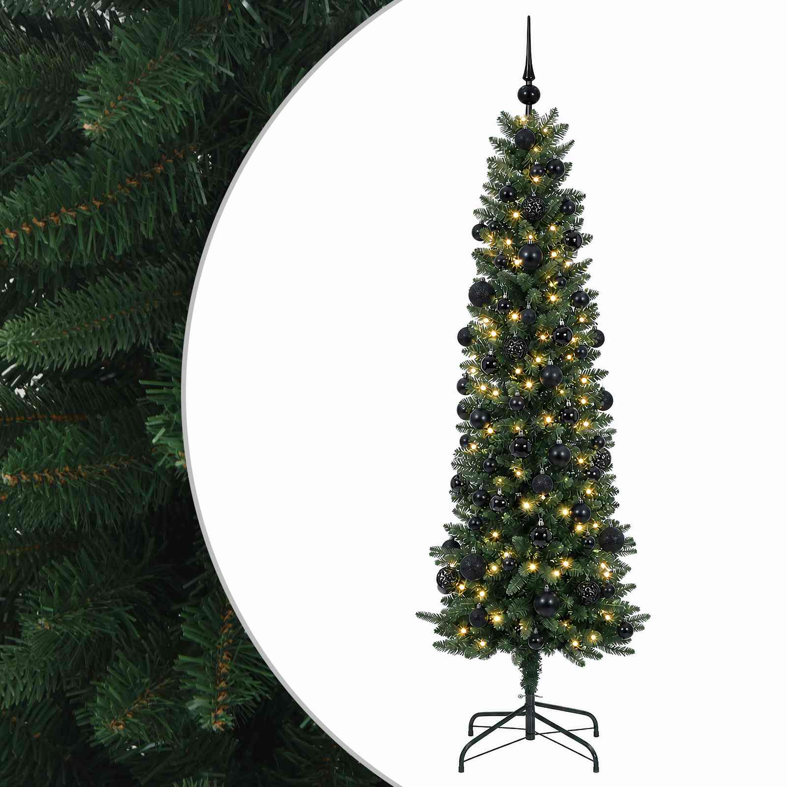 Kitsas kunstkuusk koos jõulukuulidega 180 cm 300 LED-i