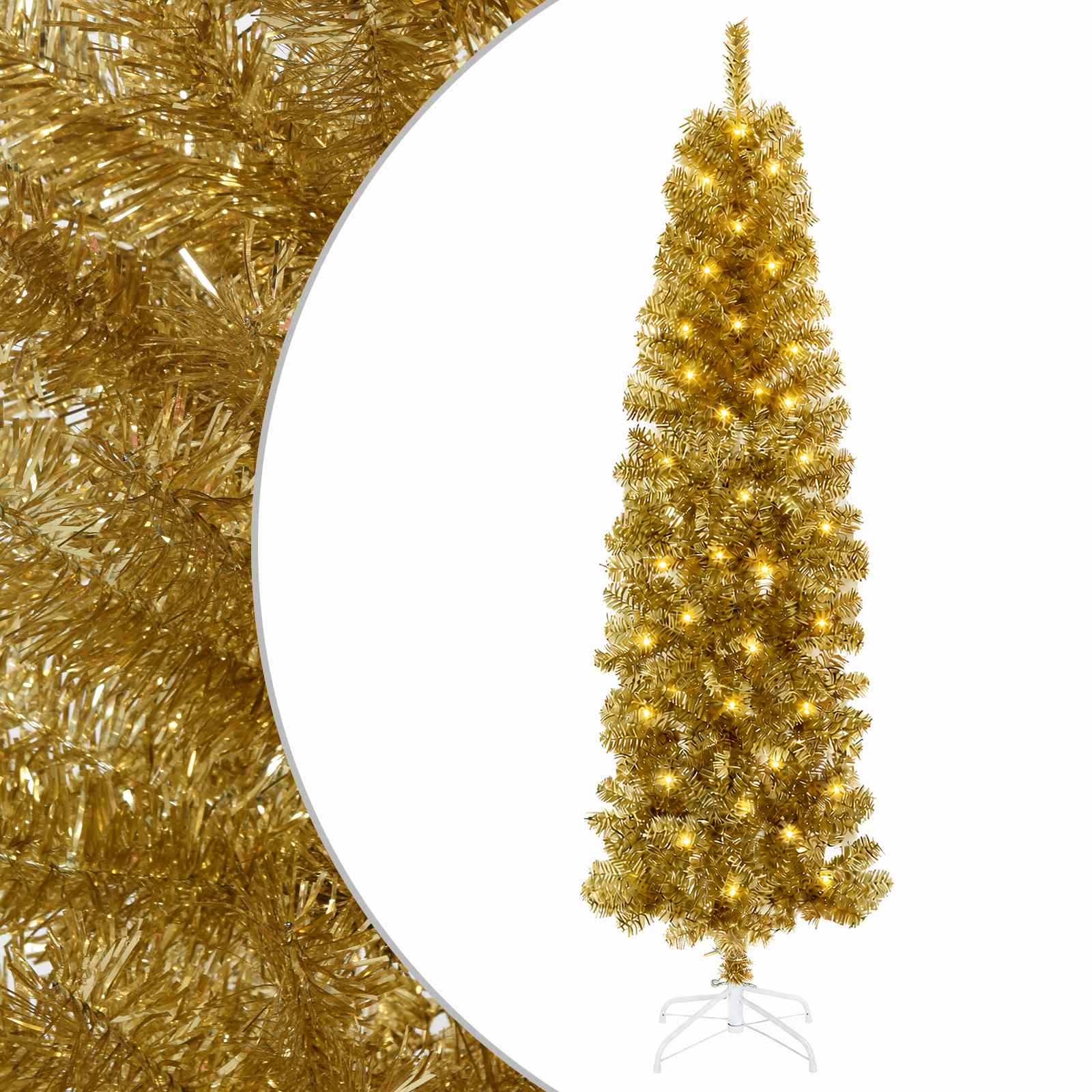 Kunstlik õhuke jõulukuusk 210 cm 300 LED-i Soe valge