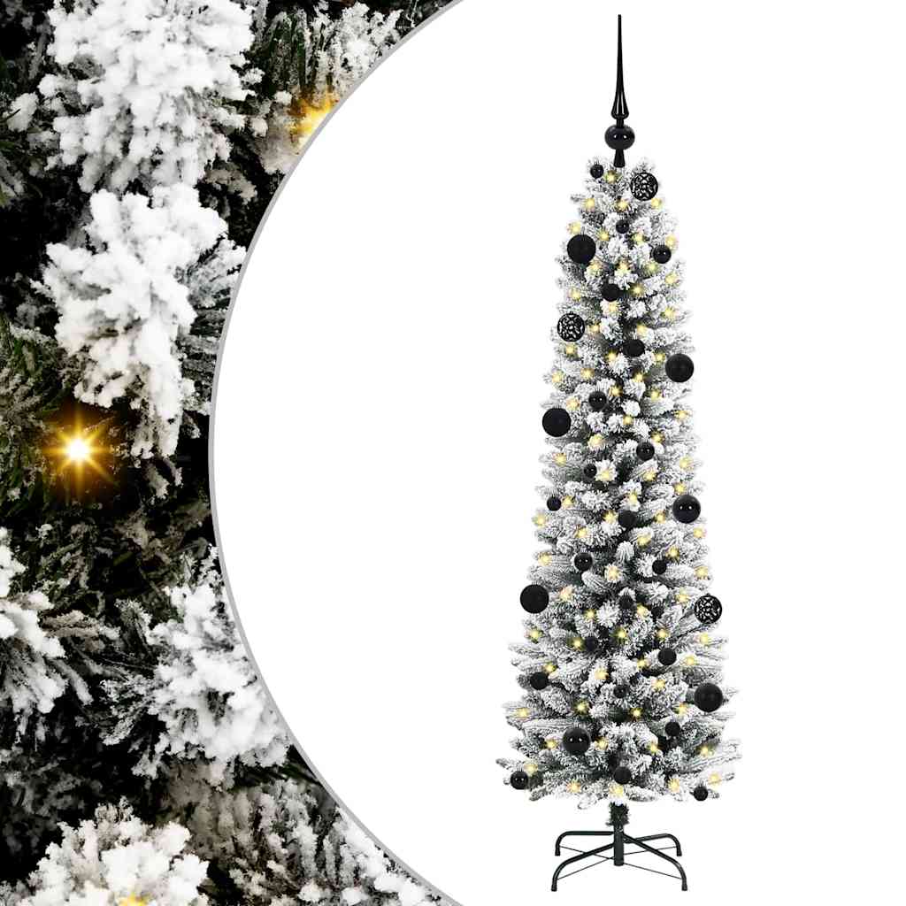 Kunstlik õhuke jõulukuusk 150 cm 150 LED-i Soe valge PE ja PVC