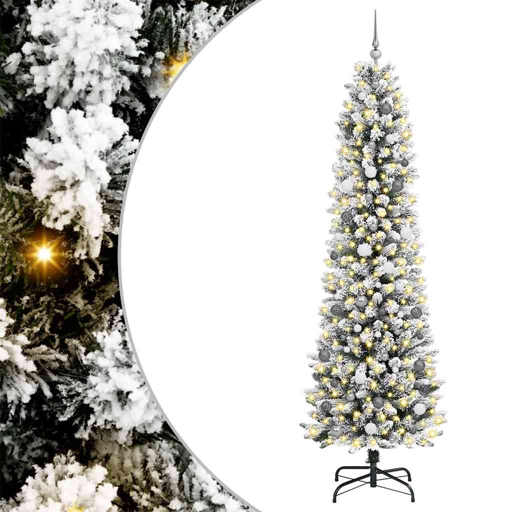 Kunstlik õhuke jõulukuusk 240 cm 300 LED-i Soe valge PE ja PVC