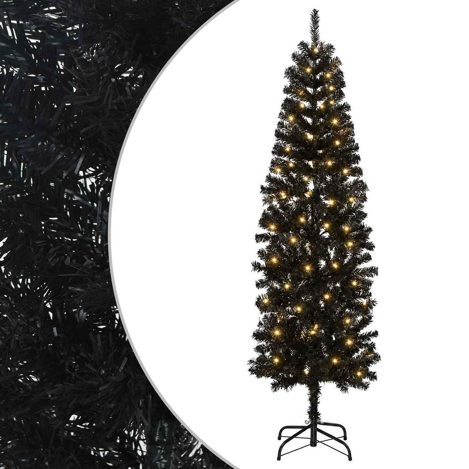 Kunstlik õhuke jõulukuusk 210 cm 300 LED-i Soe valge