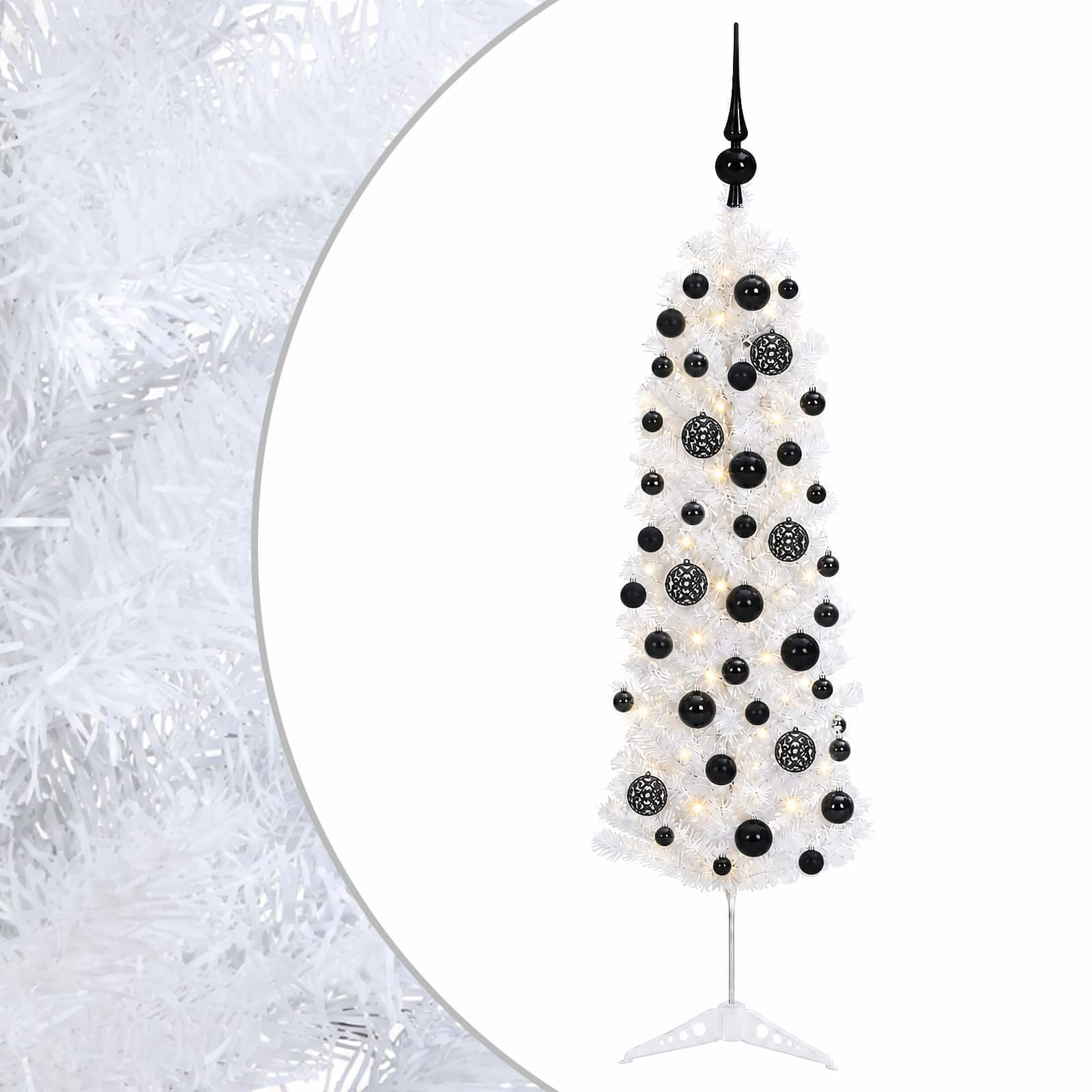 Kitsas kunstkuusk koos jõulukuulidega 120 cm 150 LED-i