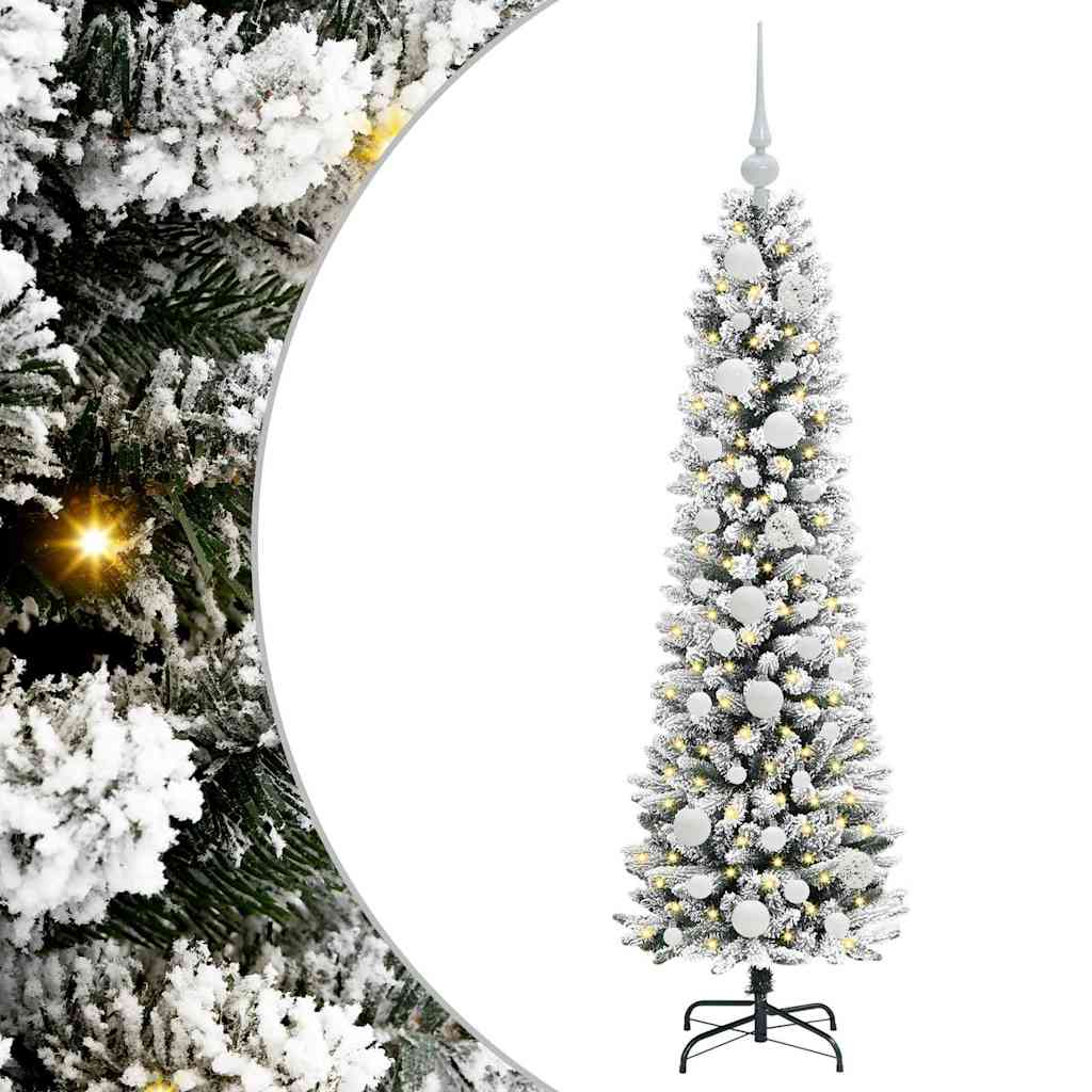 Kunstlik õhuke jõulukuusk 120 cm 150 LED-i Soe valge PE ja PVC