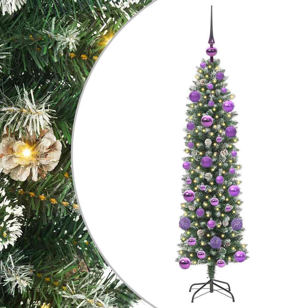 Kunstlik õhuke jõulukuusk Roheline ja Valge 120 cm