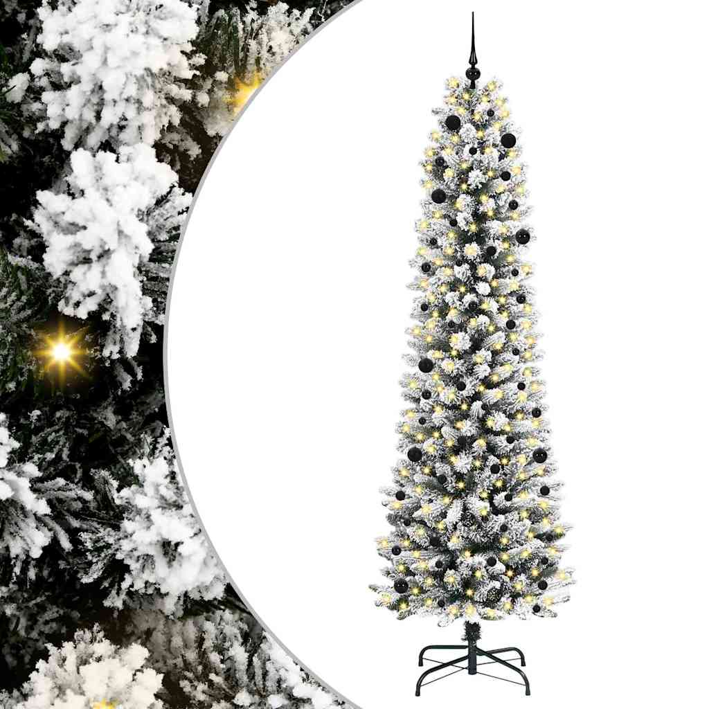Kunstlik õhuke jõulukuusk 240 cm 300 LED-i Soe valge PE ja PVC