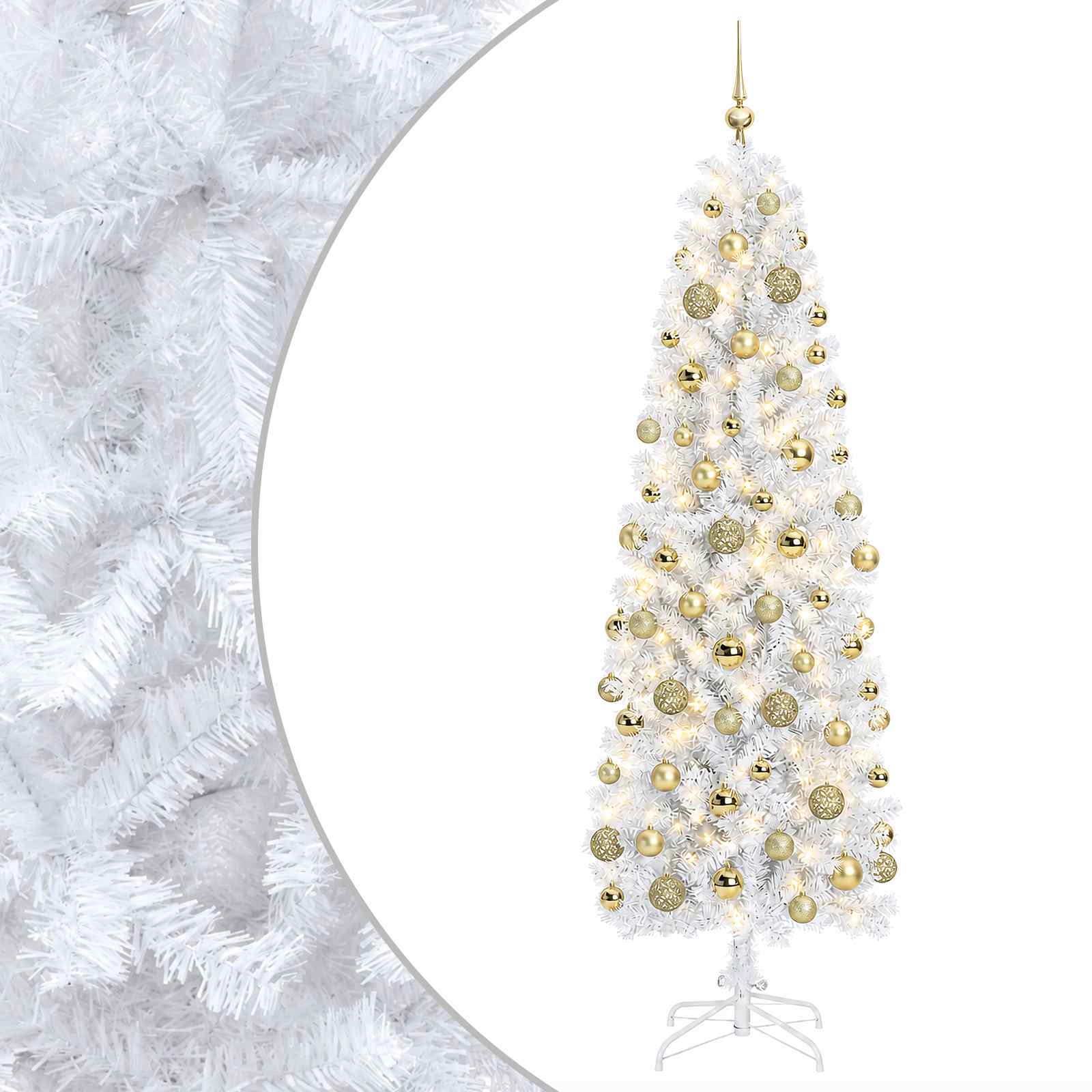 Kitsas kunstkuusk koos jõulukuulidega 210 cm 300 LED-i