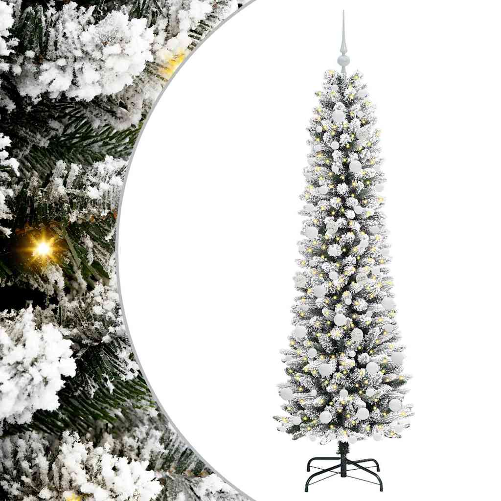 Kunstlik õhuke jõulukuusk 180 cm 300 LED-i Soe valge PE ja PVC