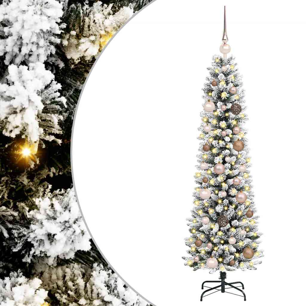 Kunstlik õhuke jõulukuusk 150 cm 150 LED-i Soe valge PE ja PVC