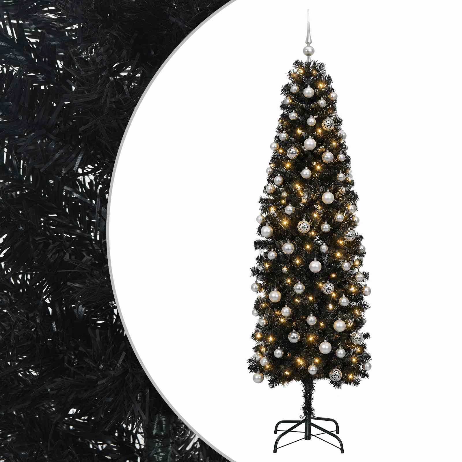 Kitsas kunstkuusk koos jõulukuulidega 210 cm 300 LED-i