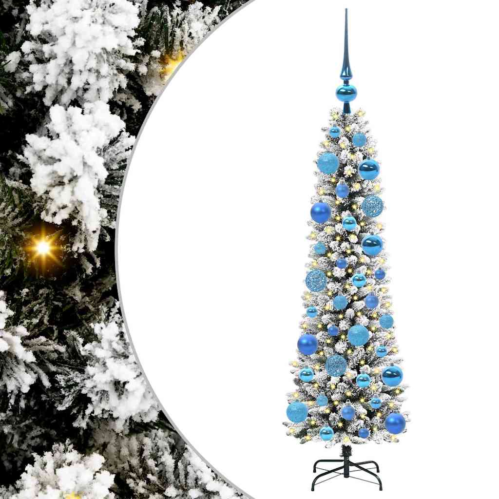 Kunstlik õhuke jõulukuusk 120 cm 150 LED-i Soe valge PE ja PVC