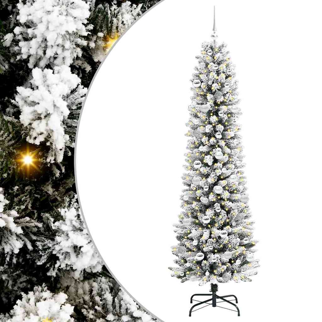 Kunstlik õhuke jõulukuusk 210 cm 300 LED-i Soe valge PE ja PVC