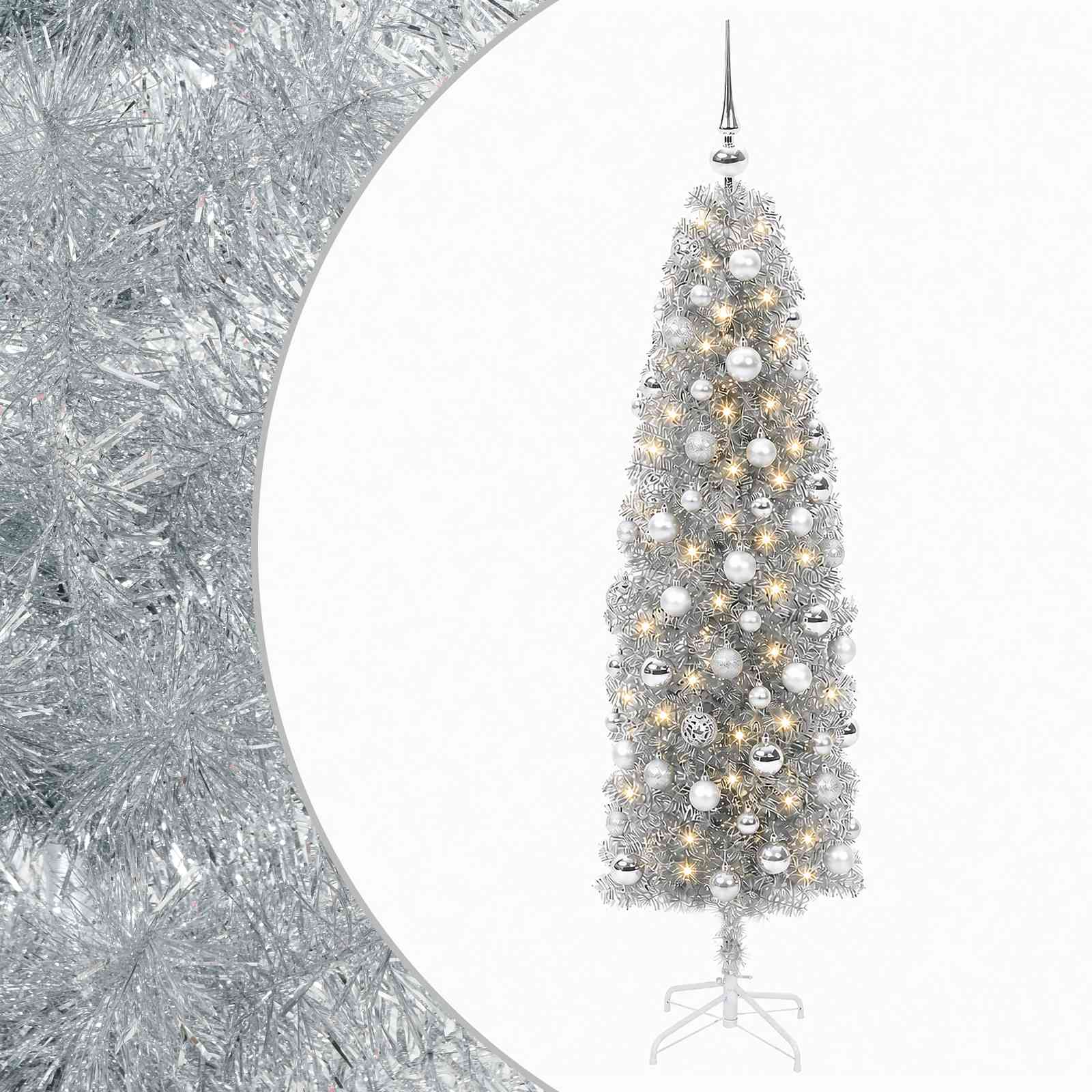 Kitsas kunstkuusk koos jõulukuulidega 210 cm 300 LED-i