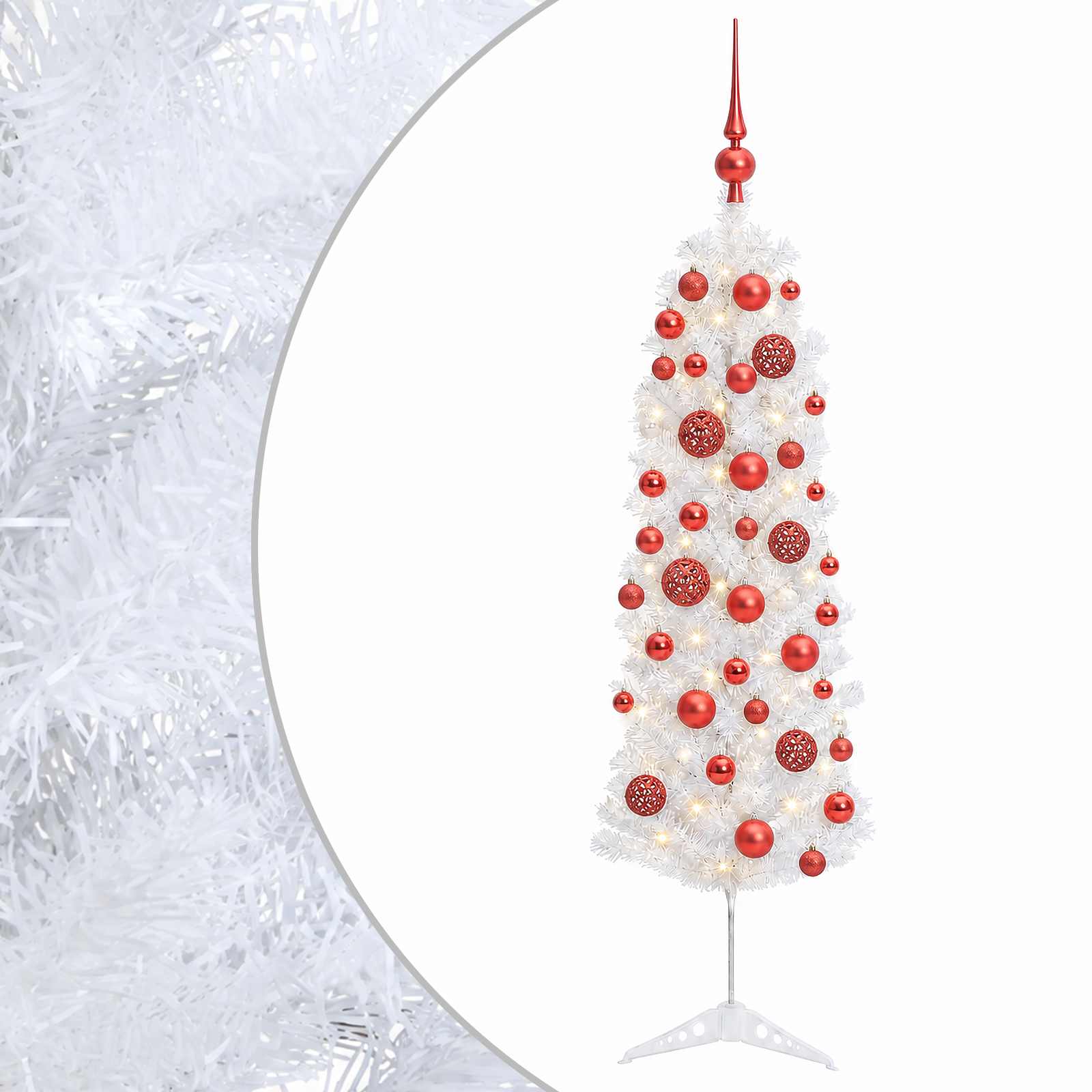 Kitsas kunstkuusk koos jõulukuulidega 120 cm 150 LED-i
