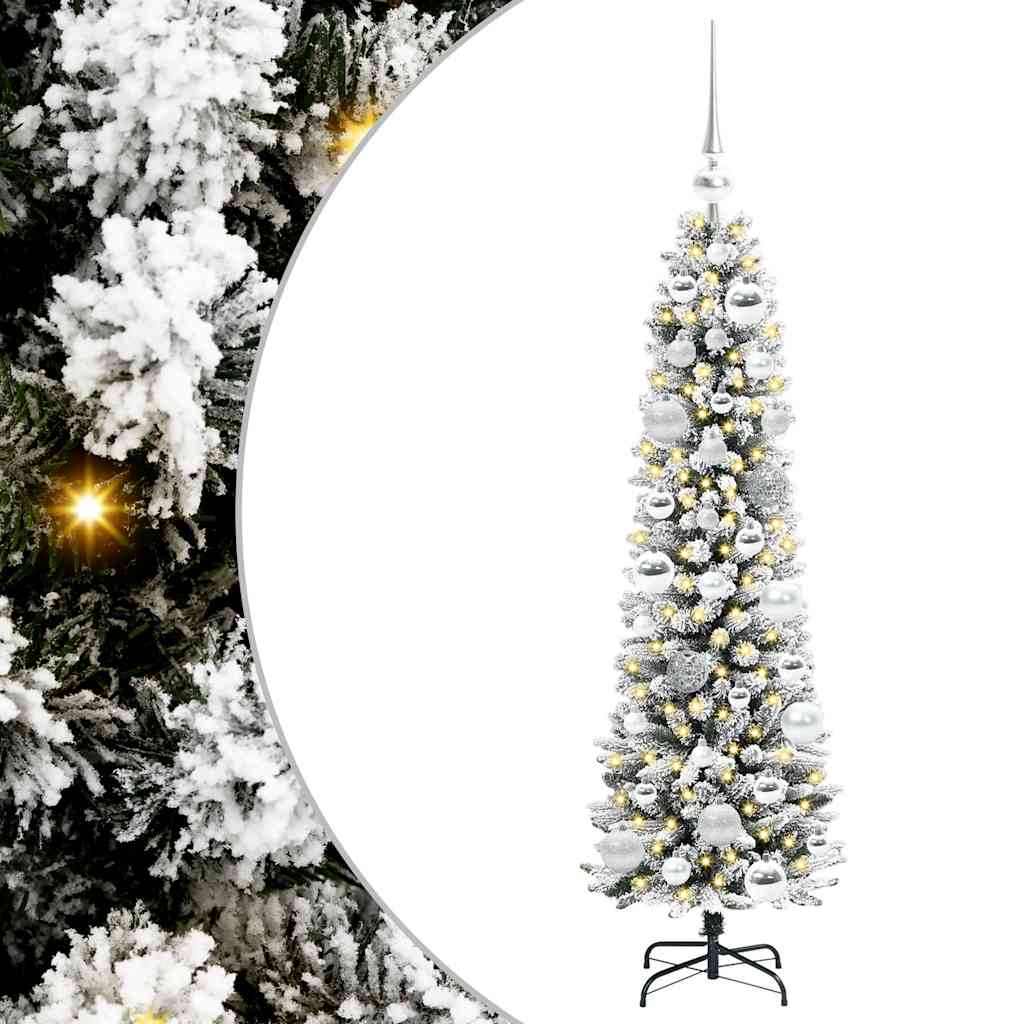Kunstlik õhuke jõulukuusk 120 cm 150 LED-i Soe valge PE ja PVC
