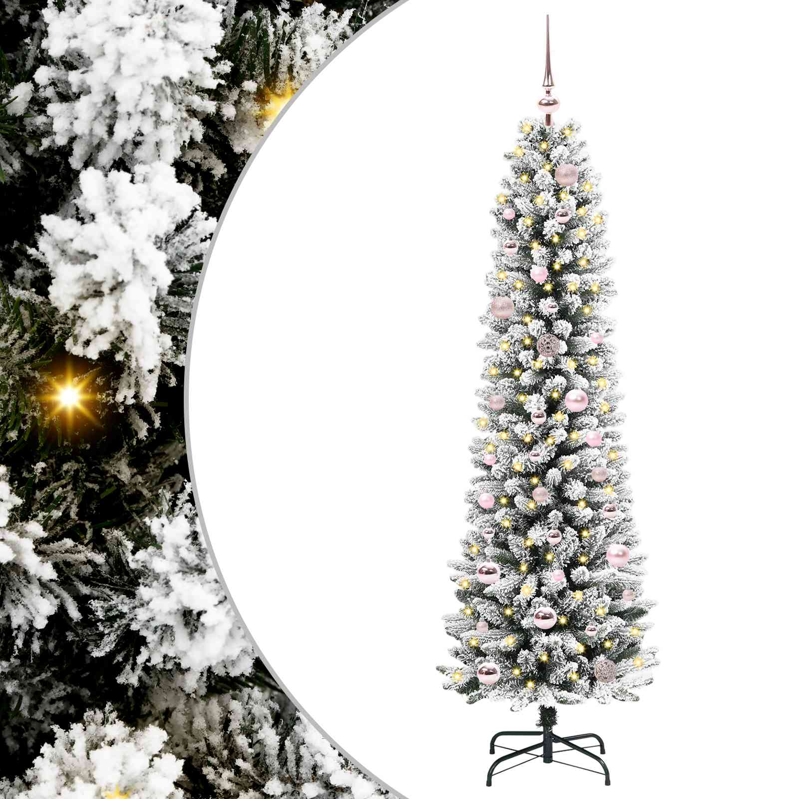 Kunstlik õhuke jõulukuusk 150 cm 150 LED-i Soe valge PE ja PVC
