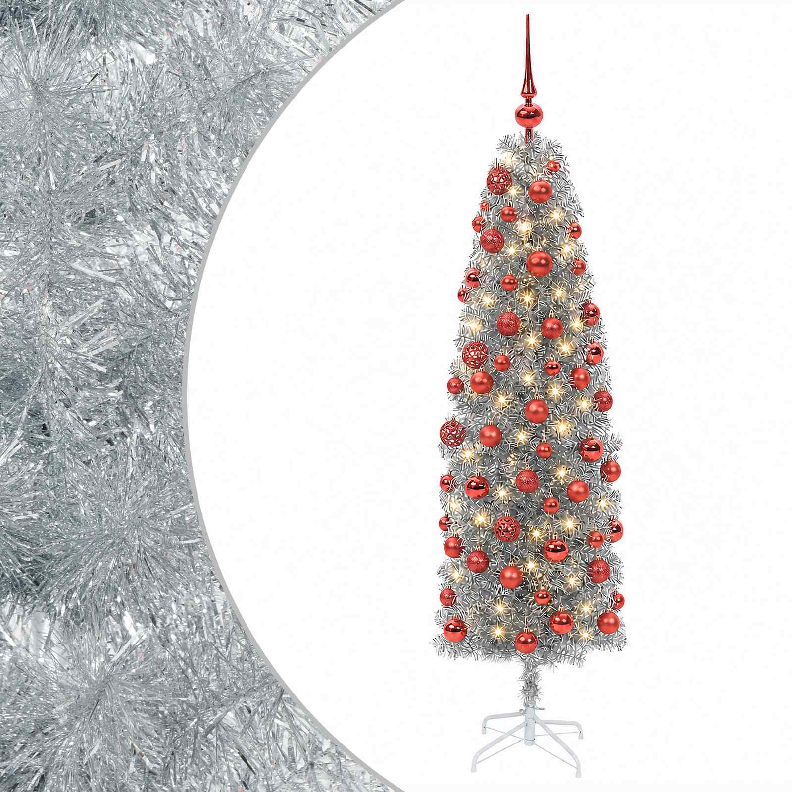 Kitsas kunstkuusk koos jõulukuulidega 210 cm 300 LED-i