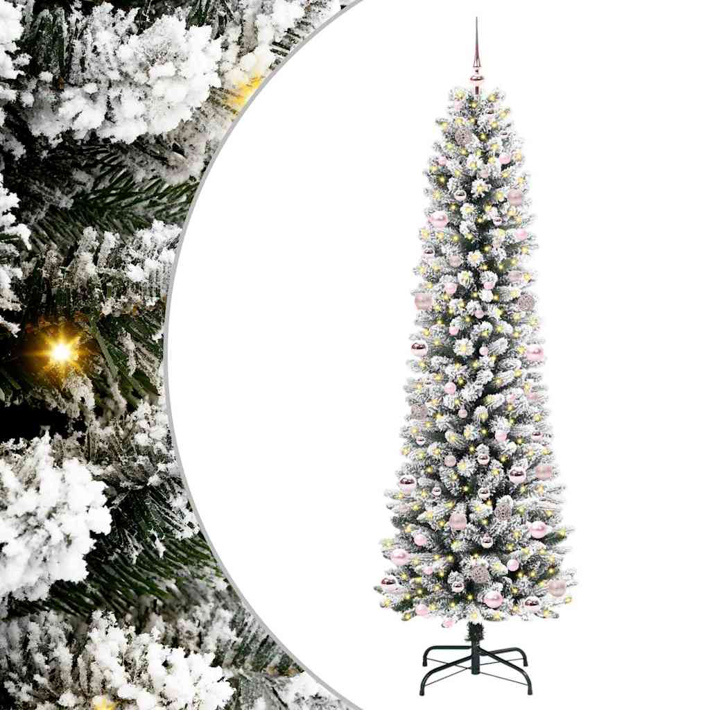 Kunstlik õhuke jõulukuusk 240 cm 300 LED-i Soe valge PE ja PVC
