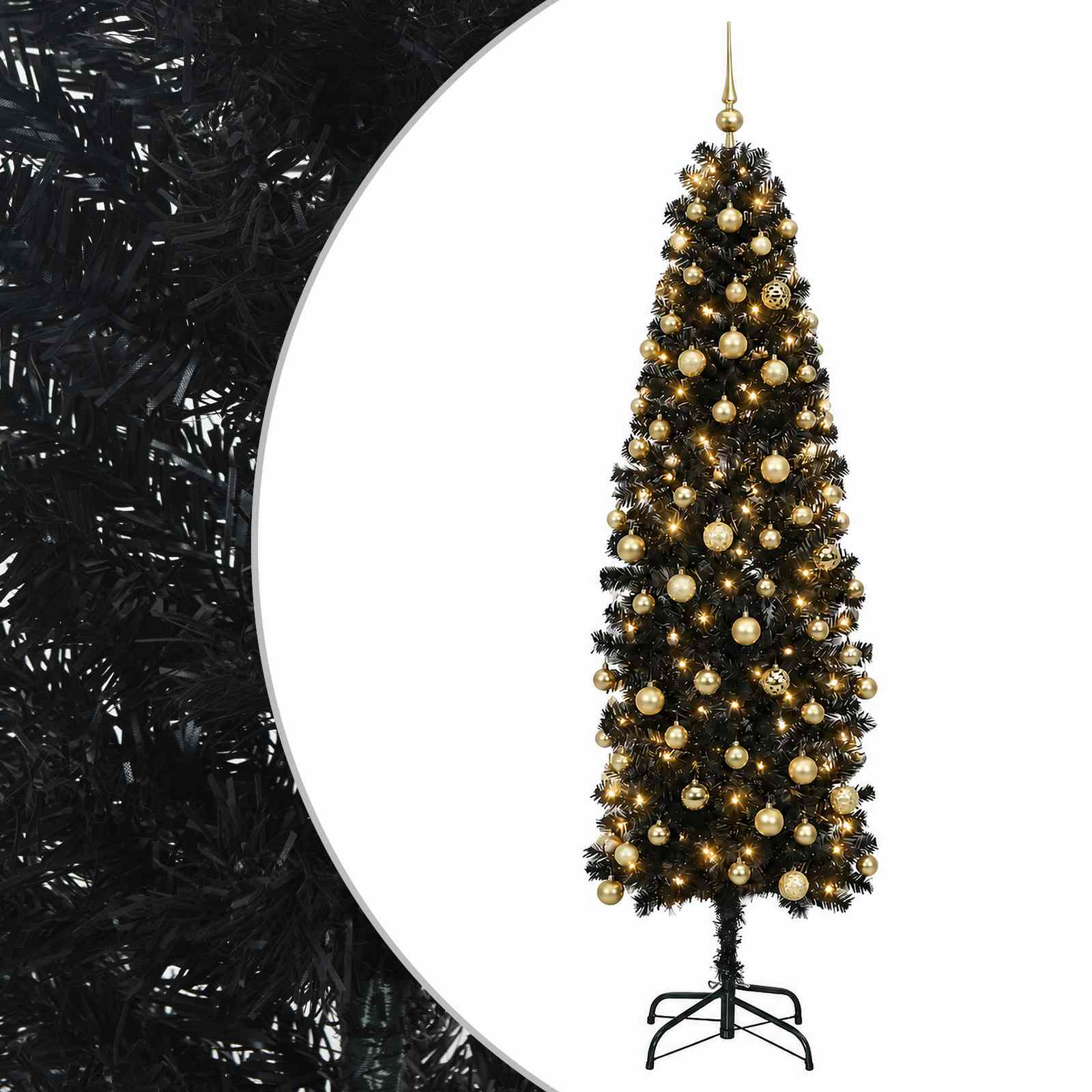 Kitsas kunstkuusk koos jõulukuulidega 210 cm 300 LED-i