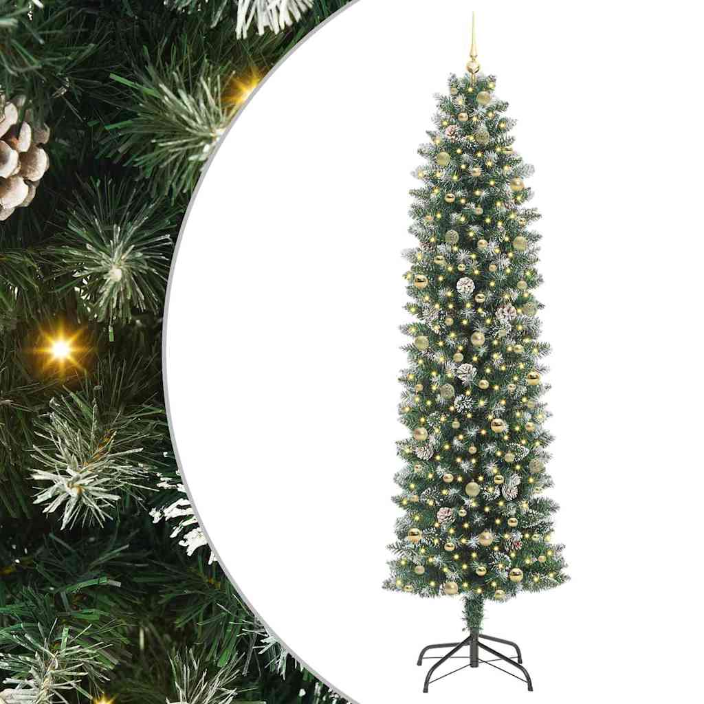 Kunstlik õhuke jõulukuusk Roheline ja Valge 240 cm