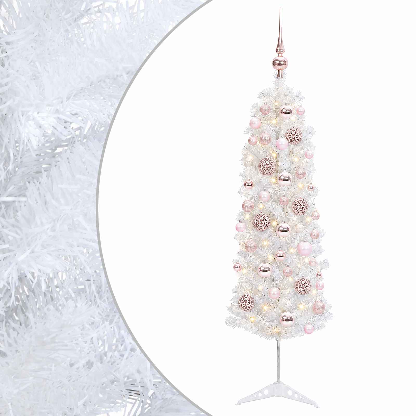 Kitsas kunstkuusk koos jõulukuulidega 120 cm 150 LED-i