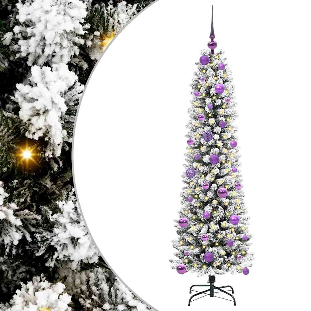 Kunstlik õhuke jõulukuusk 150 cm 150 LED-i Soe valge PE ja PVC