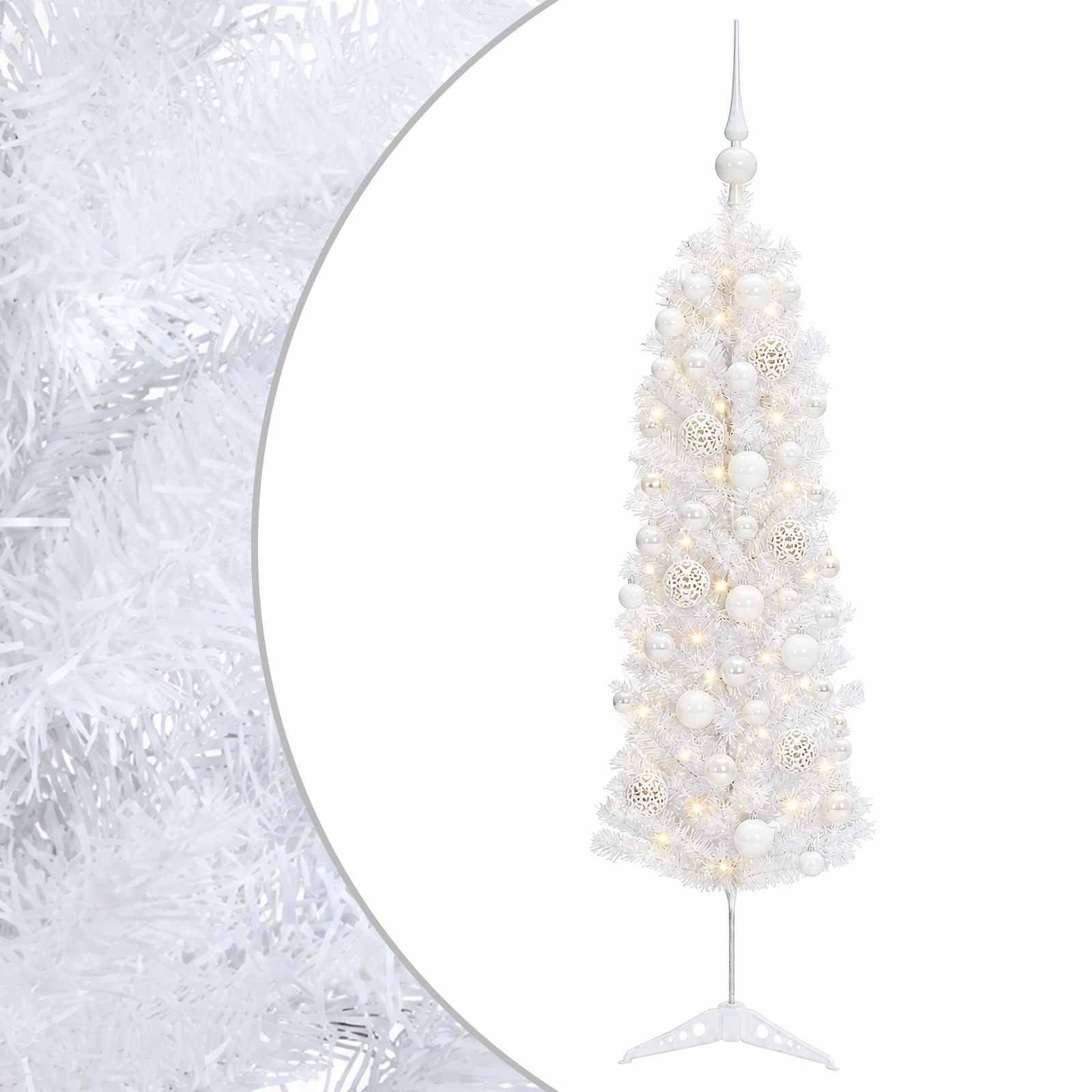 Kitsas kunstkuusk koos jõulukuulidega 120 cm 150 LED-i