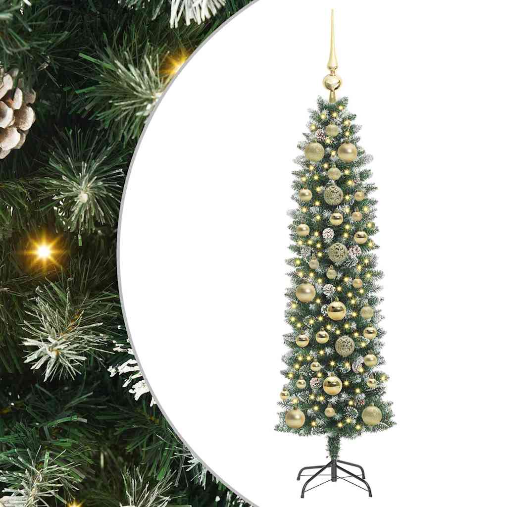 Kunstlik õhuke jõulukuusk Roheline ja Valge 150 cm
