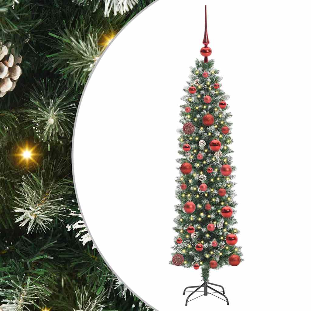 Kunstlik õhuke jõulukuusk Roheline ja Valge 120 cm