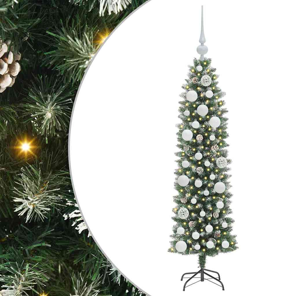 Kunstlik õhuke jõulukuusk Roheline ja Valge 120 cm