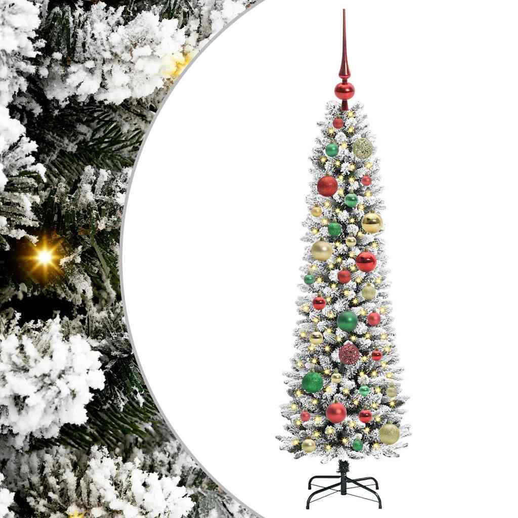 Kunstlik õhuke jõulukuusk 120 cm 150 LED-i Soe valge PE ja PVC